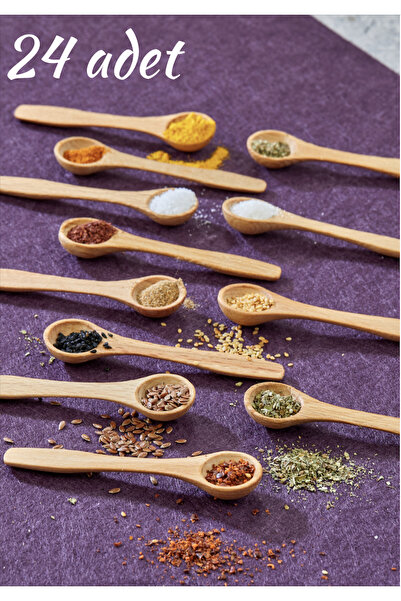 FBZhome 24 Pieces Wooden Spice Spoon 11 Cm Luxury Wooden Spoon Honey Jam Spoon