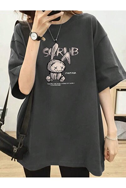 Adrift Καρτούν και γραφικό σχέδιο Oversize T-shirt Σειρά Cartoon Letter κωδικ...