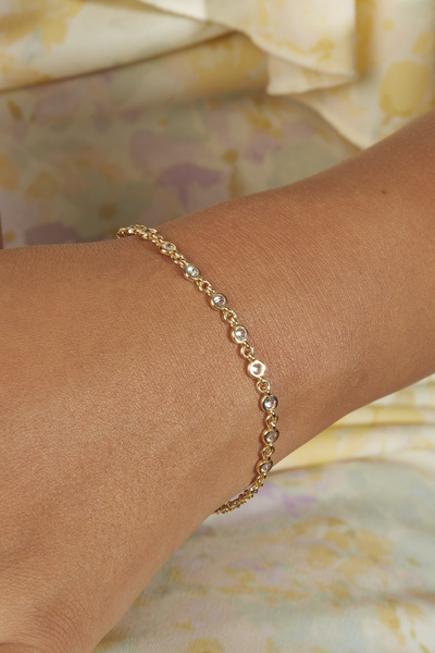 Joy of Jade Mina Bileklik 1 Mikron 18 Ayar Altın Kaplama (925 Ayar Gümüş Üzerine), Zirkonyum