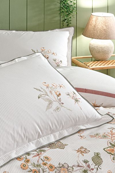 Puffy Set cuvertură de pilota Imelda Double Ranforce 100% bumbac - Salvie