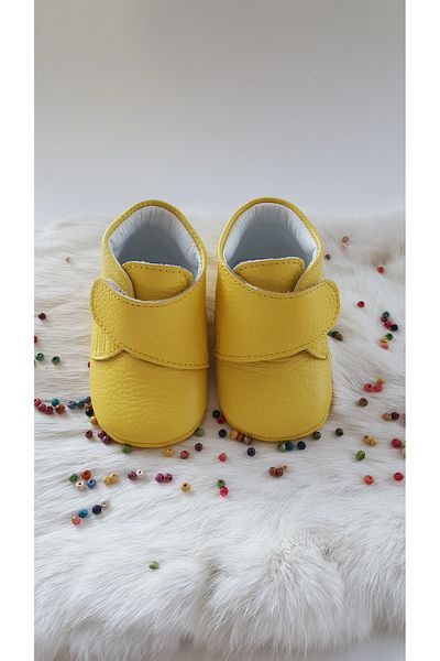 Hodore Genuine Leather Velcro Baby Boots Yellow