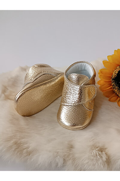 Hodore Genuine Leather Velcro Baby Boots Gold