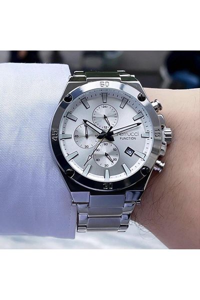 Ferrucci Men's Multifunctional Metal Band Wristwatch