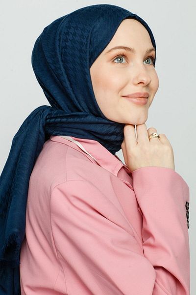 VALORSCARF Night Blue Houndstooth Pattern Shawl