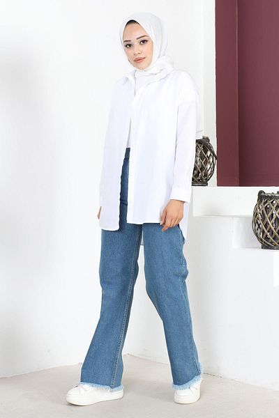 Modamihram Tassel Detailed Trousers Dark Denim 6081