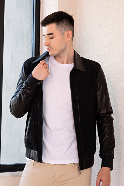 Hodore Diego Süet Detaylı Hakiki Deri Ceket