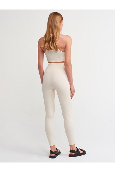 Dilvin 7947 Zipper Detailed Tights-natural