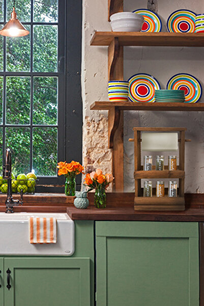 Grootland Decorative Wooden Spice Rack and Paper Towel Rack