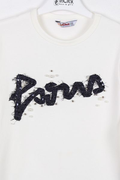 incity Girl's Sequin Detailed Paris Long Sleeve T-shirt