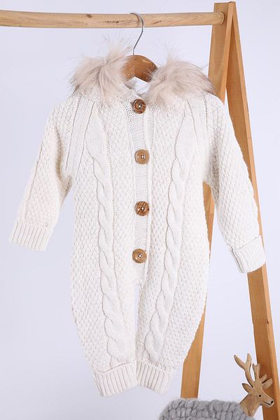Babyhola Thick Knitwear Inside Velsoft Jumpsuit Girl Boy Baby Kids Hooded Winter Outer Jumpsuit 5710