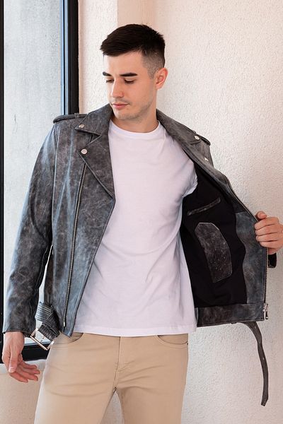 Hodore Ronie Beige Cast Genuine Leather Jacket