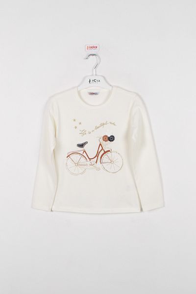 incity Girl's Bicycle Embroidered Long Sleeve T-shirt