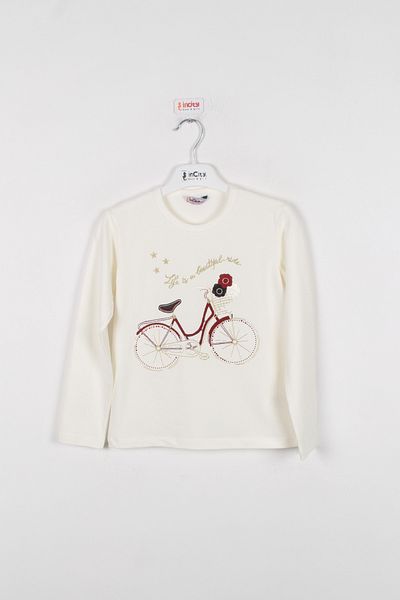 incity Girl's Bicycle Embroidered Long Sleeve T-shirt