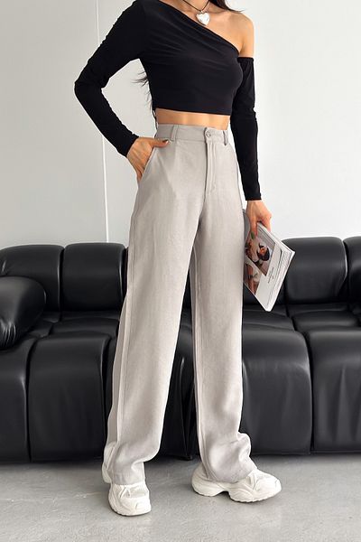 FEMELLE Women's New Season Modal Fabric Wide Leg High Waist Trousers