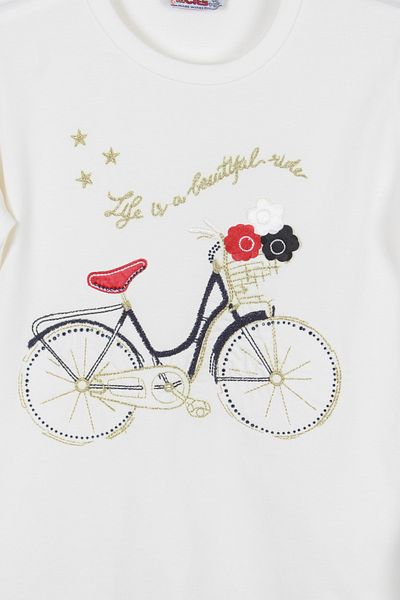 incity Girl's Bicycle Embroidered Long Sleeve T-shirt