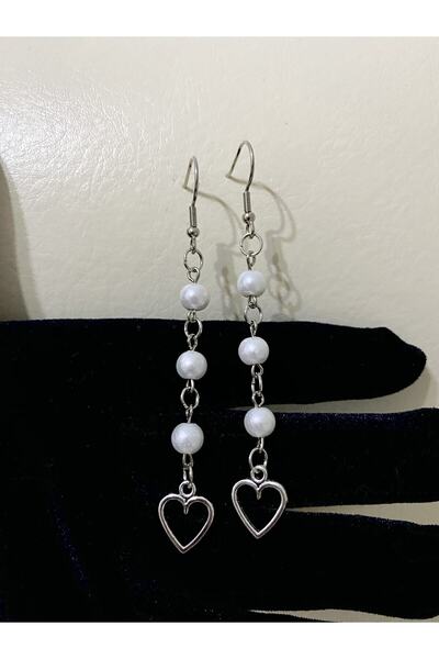 hbtasarim Cam İnci Fairycore Kalp Küpe