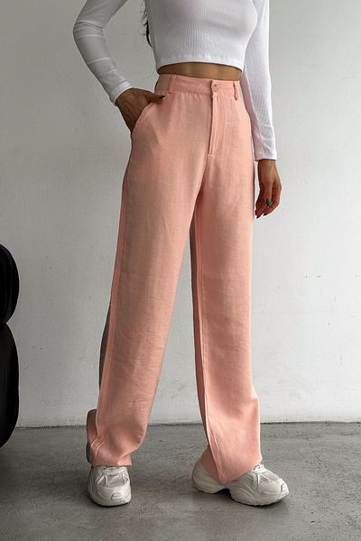 FEMELLE Women's Powder New Season Modal Fabric Wide Leg High Waist Trousers