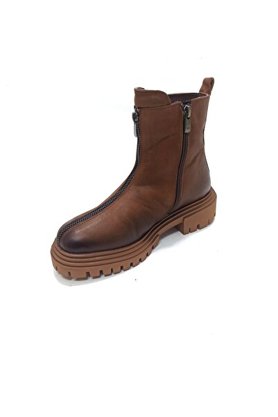 ALBİNİ KAHVE TABA DERİ KADIN POSTAL BOT AYAKKABI