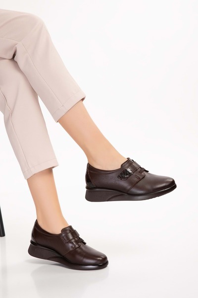 Gondol Hakiki Deri Anatomik Taban Rahat Lastik Bağcıklı Ayakkabı Elnr.5808