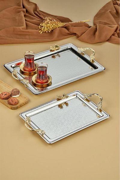 Cooker 42 Cm / 50 Cm SILVER Steel Rectangular 2-Piece Tray