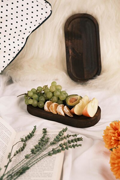 Demwood 4 Parça Set 9x18 Ebatında Amber Rengi Ahşap Sunumluk Organizer Tepsi