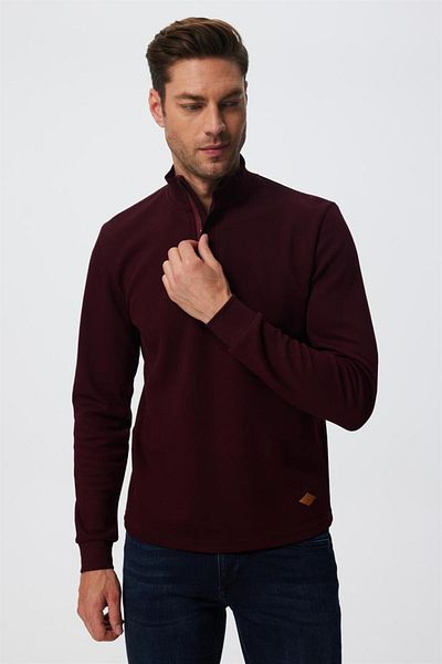 Lee Cooper Farris Men's Placket Sweatshirt Plum
