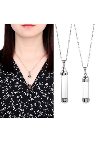 Herşey Nota Kapağı Açılabilen Cam Şişe Çelik Tüp Kolye Kadın & Erkek