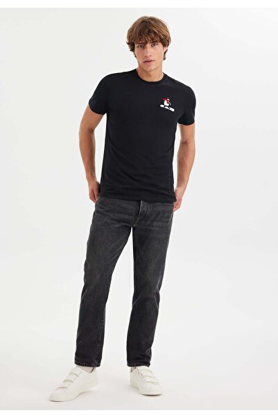 WESTMARK LONDON Μαύρο ανδρικό μπλουζάκι από βαμβακερό λαιμόκοψη με τύπωμα WMCARTOON BOARD