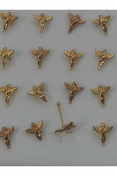 Begonia Accessories 925 Ayar Gümüş Zirkon Taşlı Gold Melek Hızma Piercing