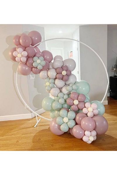 Çemrek Süs Parti Retro Powder Pink Winter Green Balloon Chain Set 100pcs Balloon and Chain