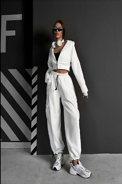 Fashiontayt جيب كوماندوز، خصر مطاطي وساق بسحاب، مجموعة من 3 خيوط
