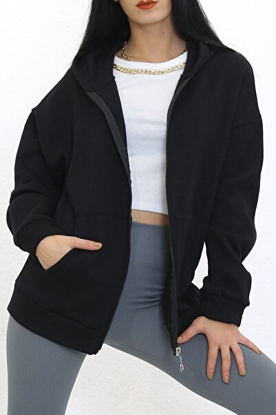 blackjack giyim Φερμουάρ με κουκούλα ιδρώτα μαύρο