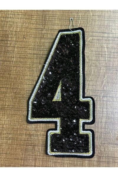 Gönülden Tasarım 20X11 CM PUL PAILLETTED 4 NUMERE APPLIQUE ARMATURE PATCH ACCESORIUM HOBIE DE CUSUT