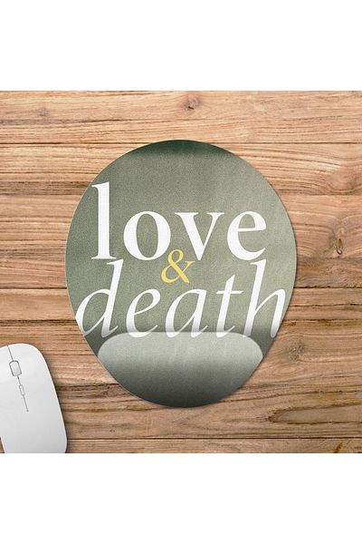 Pixxa لوحة ماوس مع مسند للمعصم موديل Love & Death - 1 بيضاوي