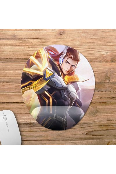 Pixxa Mobile Legends - موديل لوحة ماوس Lancelot مع دعم للمعصم - 3 بيضاوي
