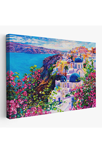 TabloPro Santorini Yunanistan Güzel Bir Kızın Kavramsal Soyut Resmi