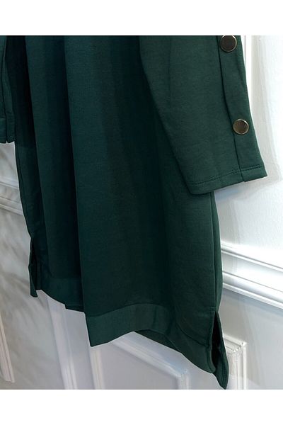 Aşkı Endam Aysima Two Thread Tunic with Cuffs and Button Detail - Emerald