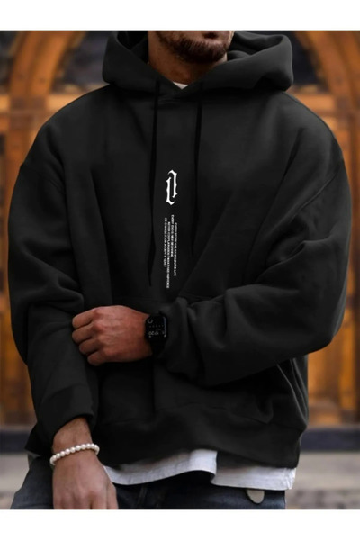 MELADYAN سويت شيرت بقلنسوة مطبوع عموديًا للجنسين