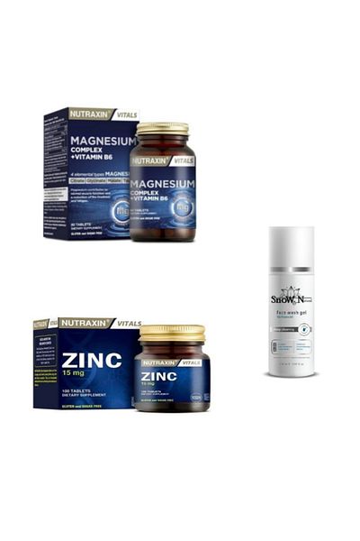 Nutraxin Magnesium Complex B6 + zinc + Facial Cleansing Gel - 60 Tablets + 100 Tablets + 100ml Gift
