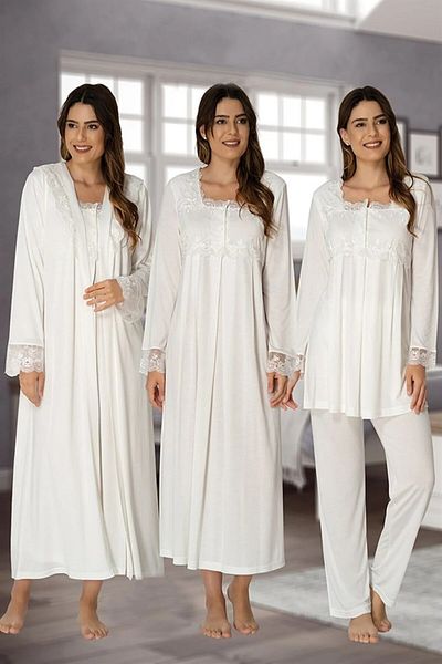 BLACKMORE طقم بيجامة للحوامل بأكمام طويلة إكرو للنساء 4 ندم