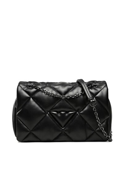 Emporio Armani Kadın Logolu Deri Fermuarlı Günlük Kullanım Siyah Omuz Çantası...