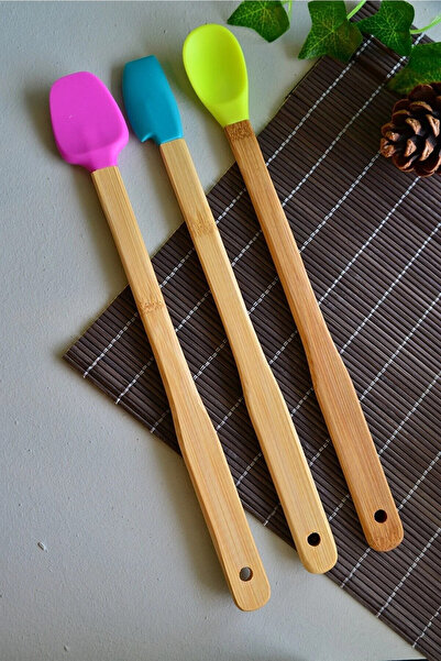 Genel Markalar 3 Lü Uzun Saplı Bambu Spatula Seti