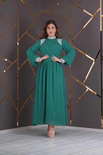 Matik Abiyem Hijab Chiffon Design Stone Accessory Dress Evening Dress