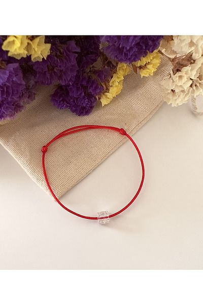 Atelier Çağla Glass Transparent Necef Cube Red String Bracelet