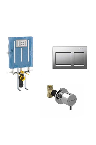 Geberit Alpha Kombifix Duvariçi Gömme Rezervuar Seti 8cm + Beyaz Kapak