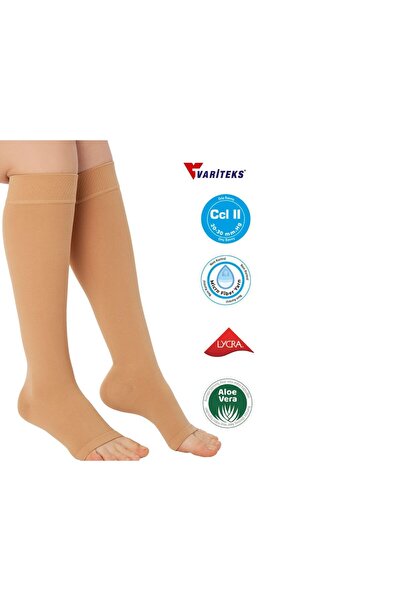 Variteks Diz Altı Orta Basınç Çorabı (AÇIK BURUN) Ten Rengi
