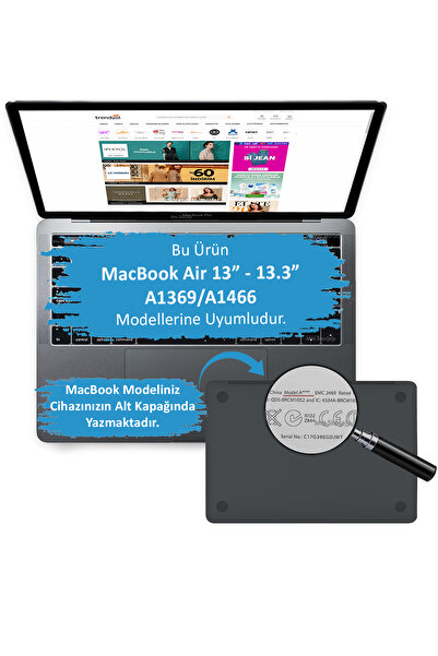 Mcstorey Macbook Air Kılıf 13 Inç Mermer09nl (ESKİ USB'Lİ MODEL 2010-2017) A1369 A1466 Ile Uyumlu