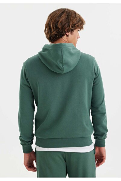 WESTMARK LONDON Ανδρικό φούτερ με πράσινη στάμπα με κουκούλα και βαμβακερή κανονική εφαρμογή SIGNATURE