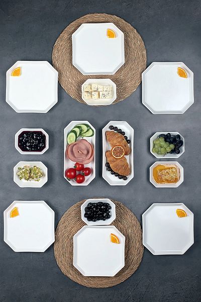 ŞURA MUTFAK Breakfast set for 6 people, 14 pieces Prizma White