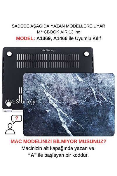 Mcstorey Macbook Air Kılıf 13 Inç Mermer09nl (ESKİ USB'Lİ MODEL 2010-2017) A1369 A1466 Ile Uyumlu